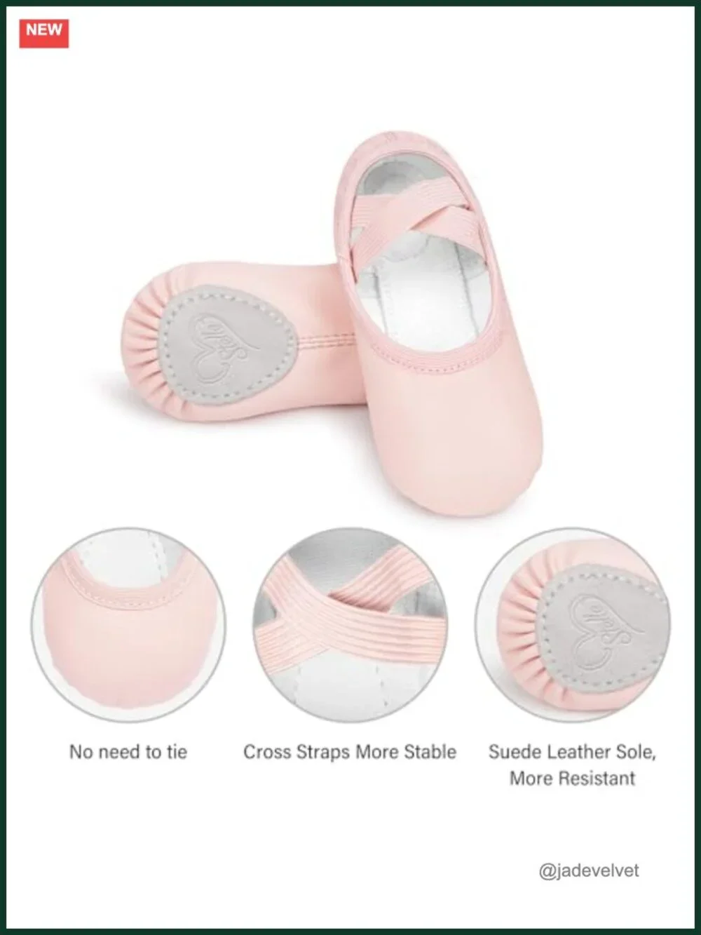 Toddler Ballet Shoes with PU Leather, Split Suede Sole, Crisscross Elastic